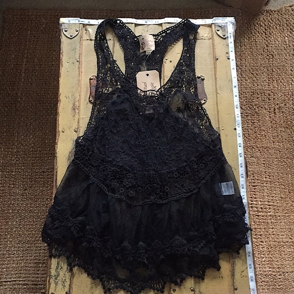 ASOS SPIRITUAL HIPPIE STRETCH BOHO OVERSIZED TOP SHEER LACE TANK TOP M 8 10 - Picture 5 of 17